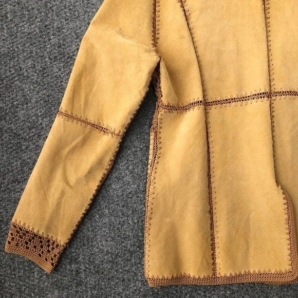 IDI by Mathew vintage leather suede patchwork crochet jacket size large - Picture 12 of 12